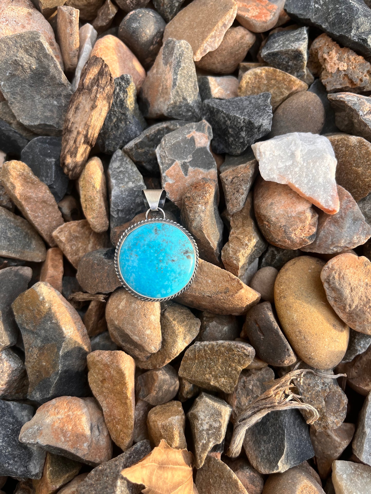 Sky Blue Circle Turquoise Pendant