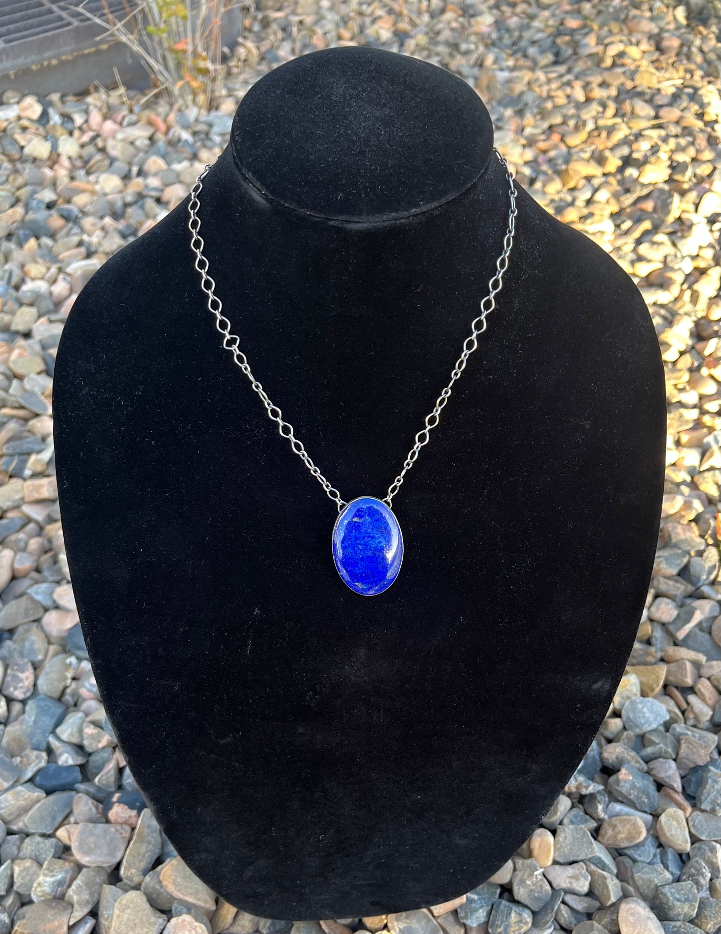 Huge Chunk of Lapis Chain Necklace