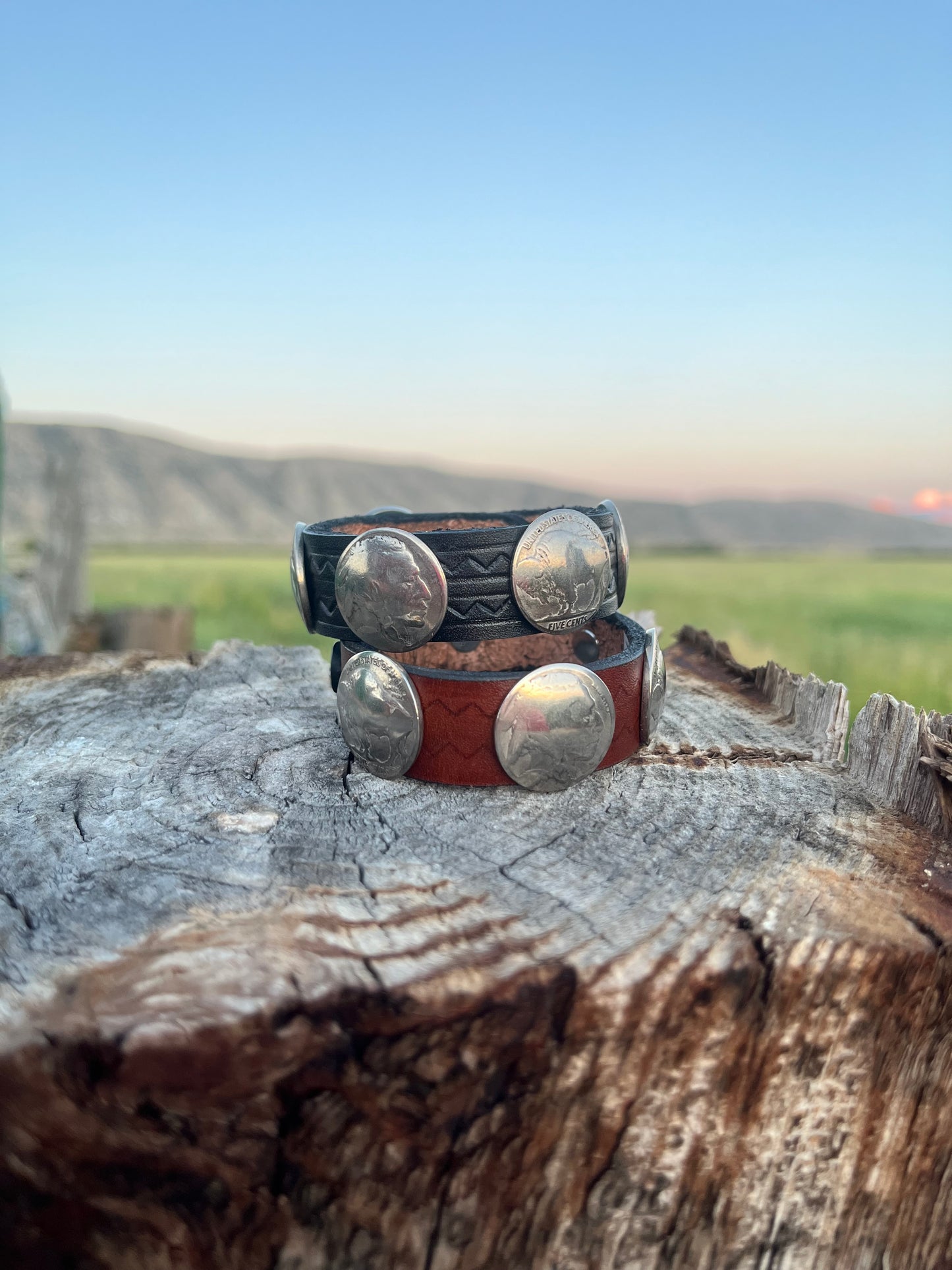 Indian/Buffalo Nickel Leather Cuff
