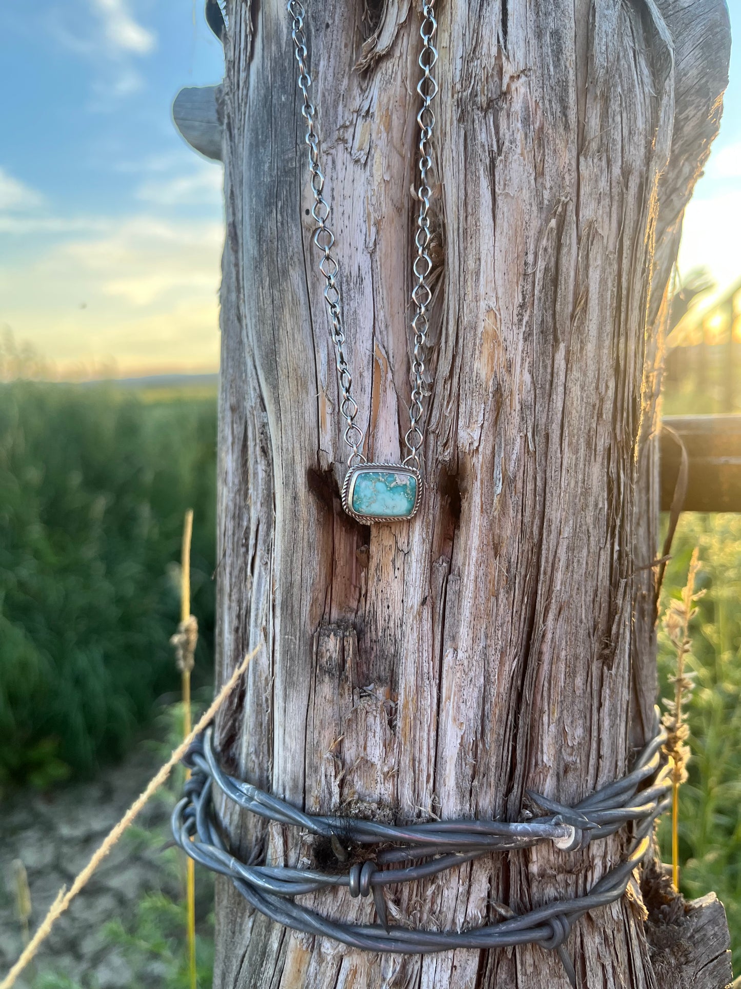 Light Blue Turquoise Chain Necklace