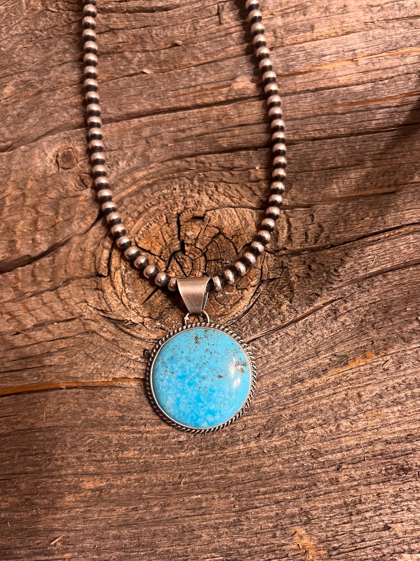 Sky Blue Circle Turquoise Pendant