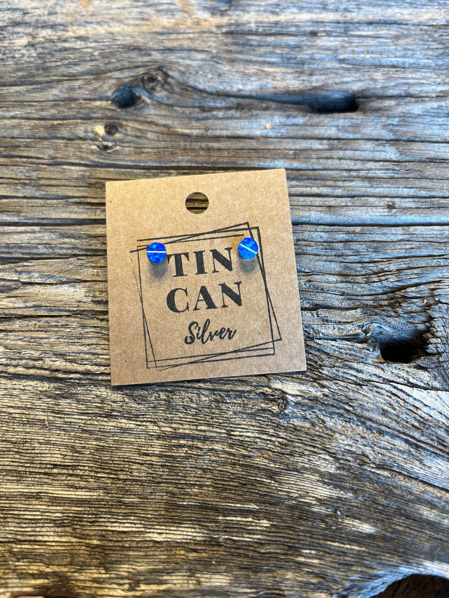 Dark Blue Opal Inlay Studs