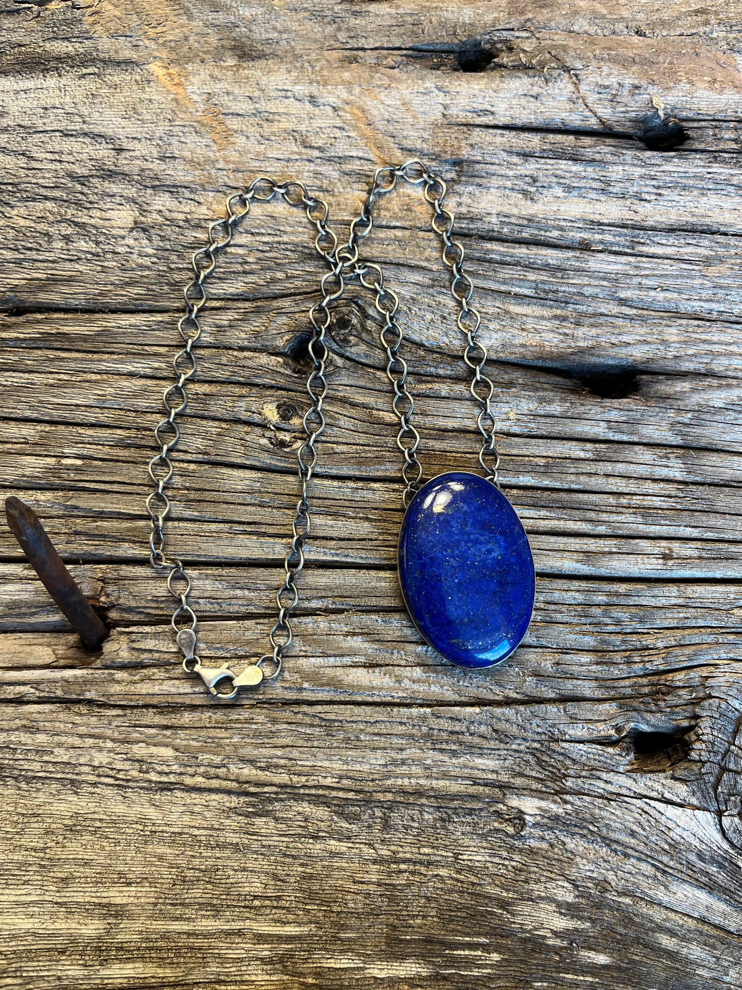 Huge Chunk of Lapis Chain Necklace
