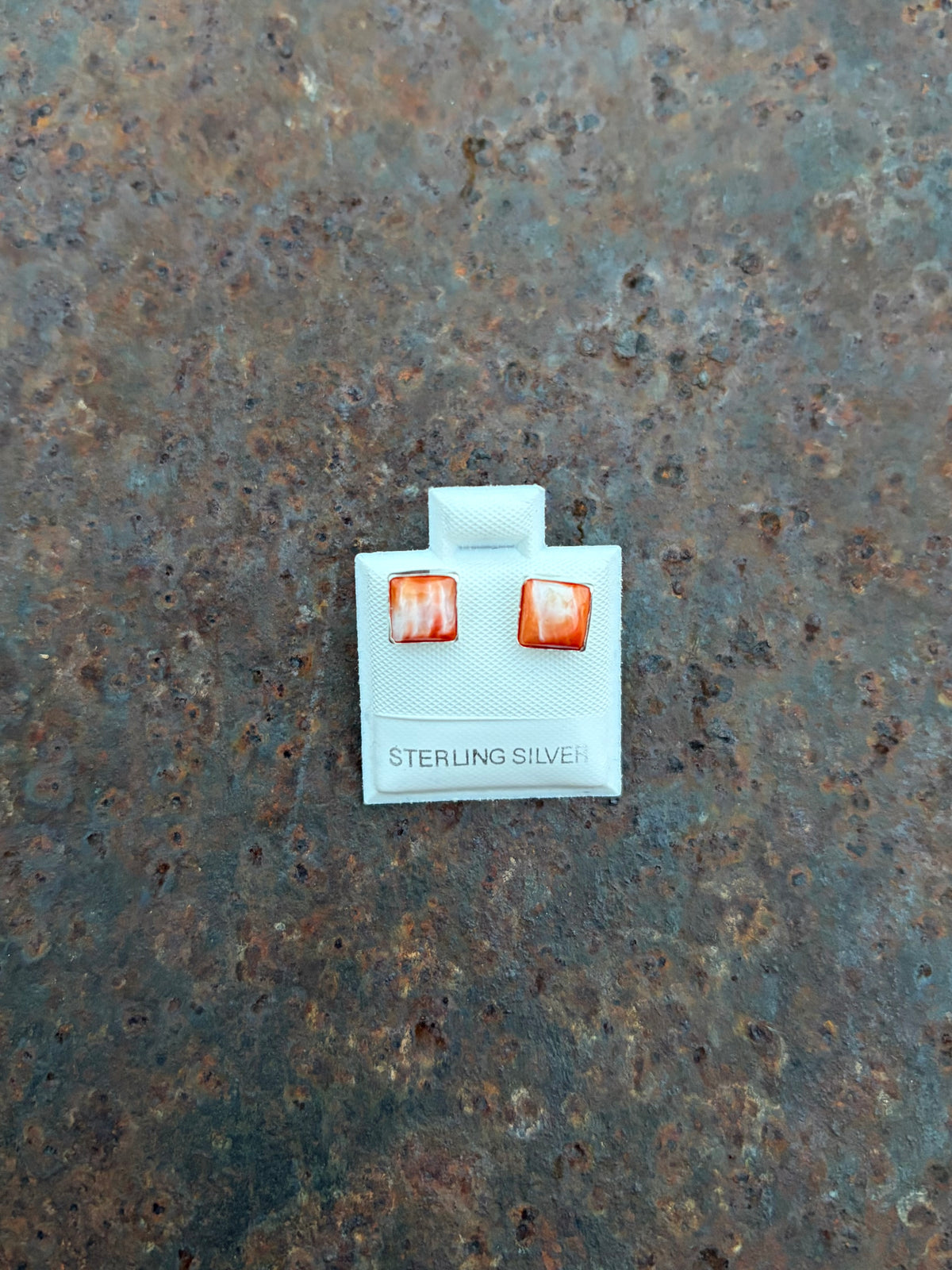 Orange Spiny Square Studs
