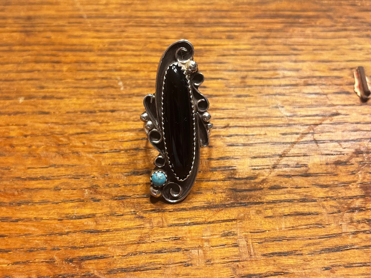 Long Onyx Embellished Ring