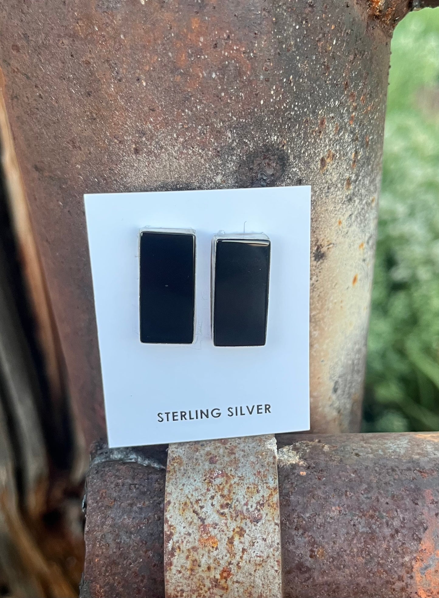 Rectangle Onyx Earrings
