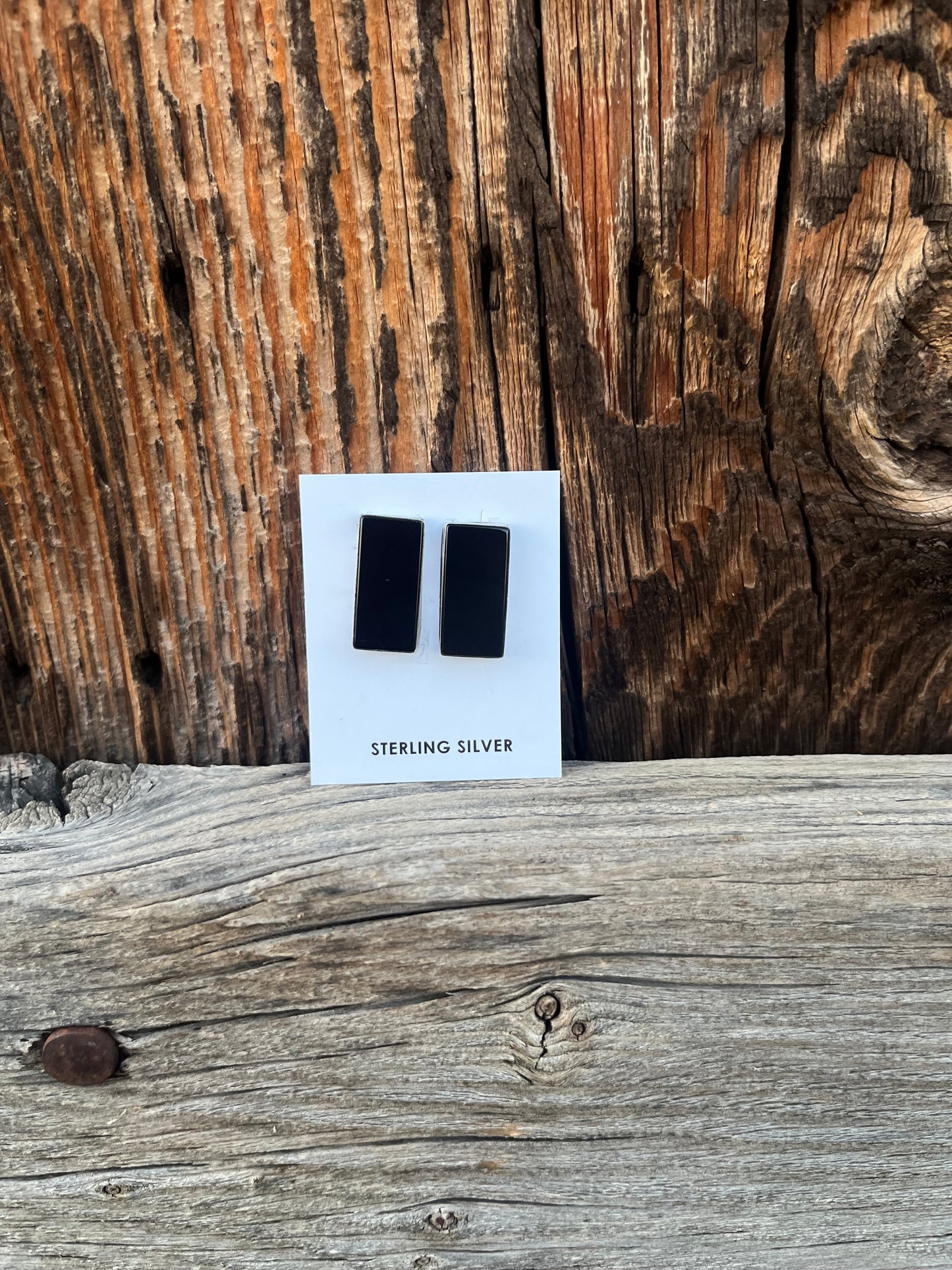 Rectangle Onyx Earrings