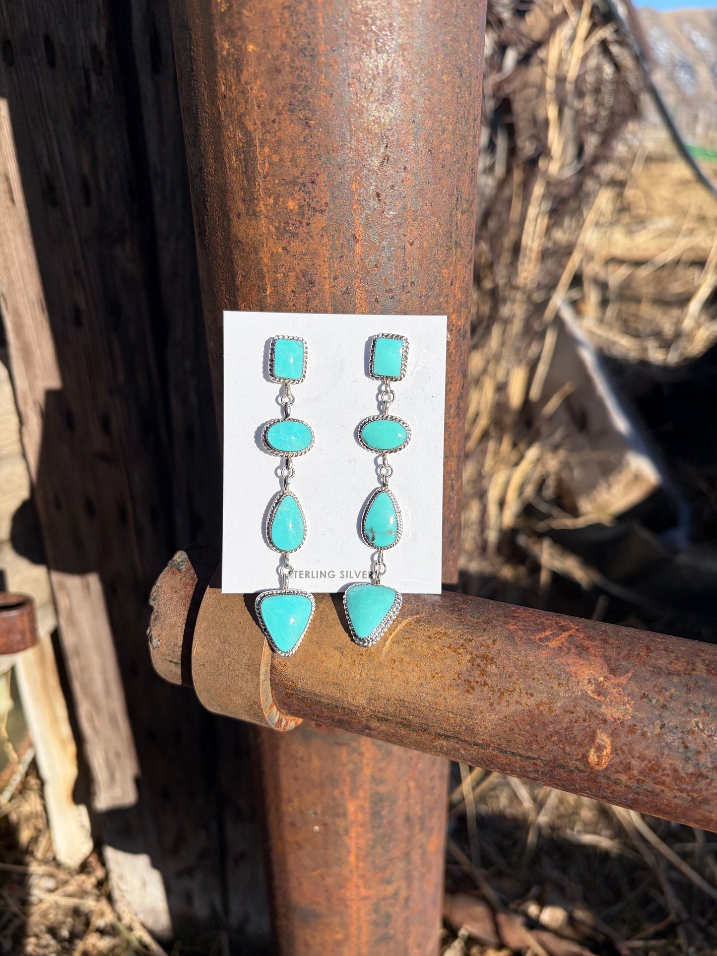 4 Stone Turquoise Drop Earrings