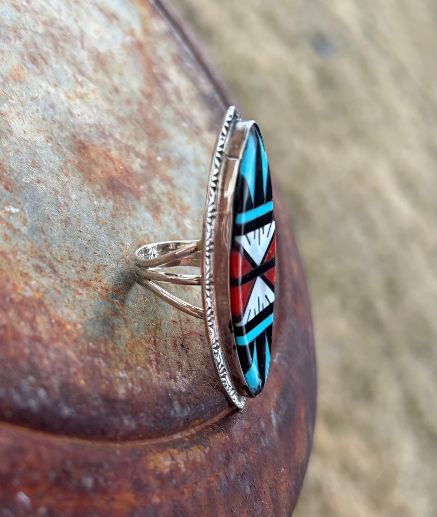 Zuni-Made Multi Stone Ring
