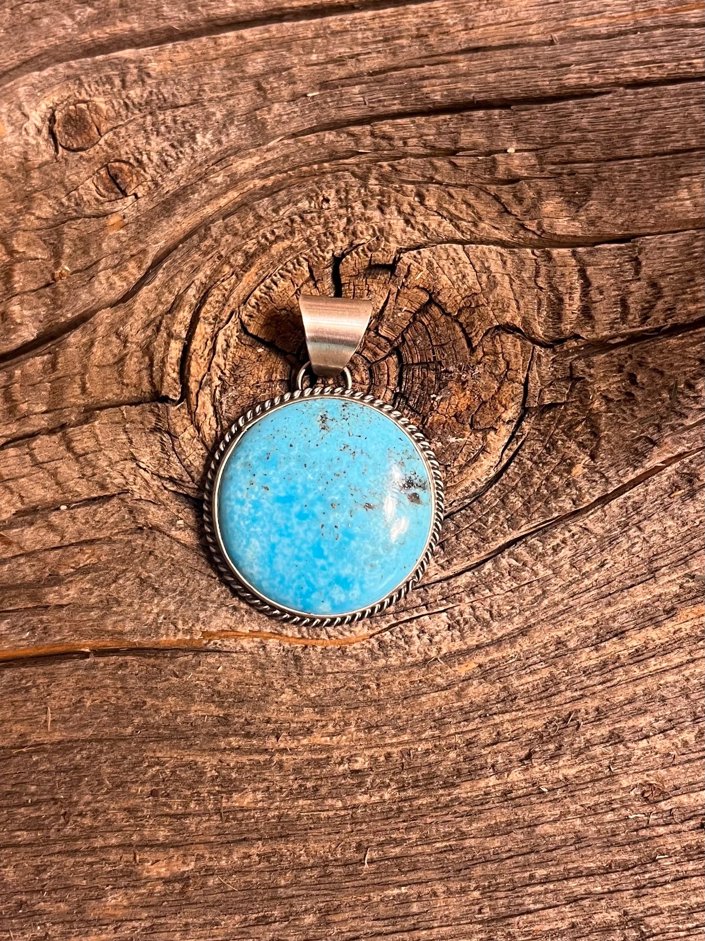 Sky Blue Circle Turquoise Pendant