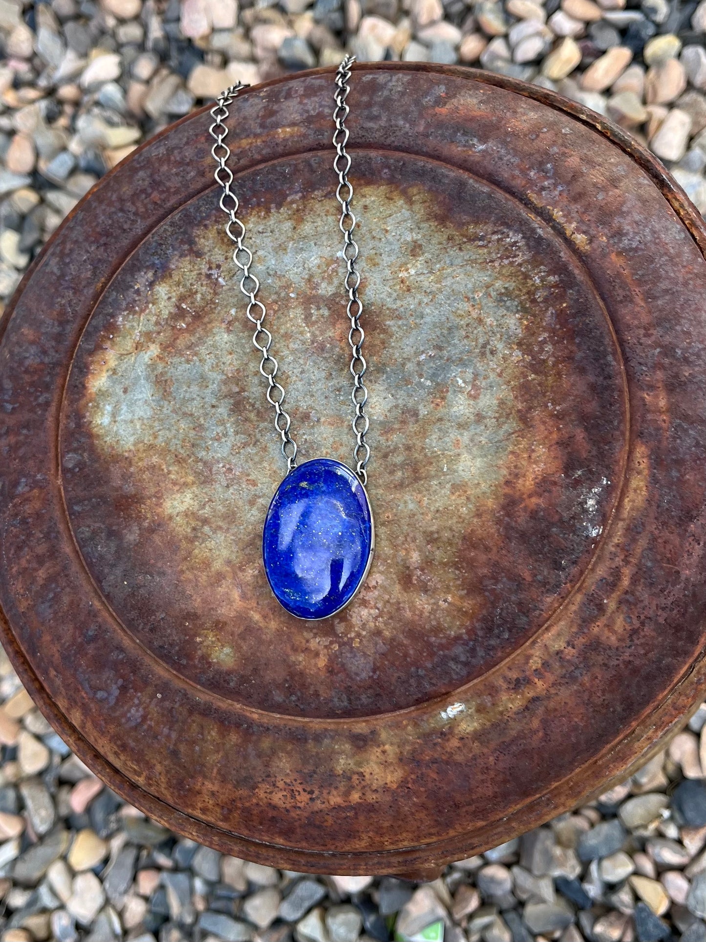 Huge Chunk of Lapis Chain Necklace