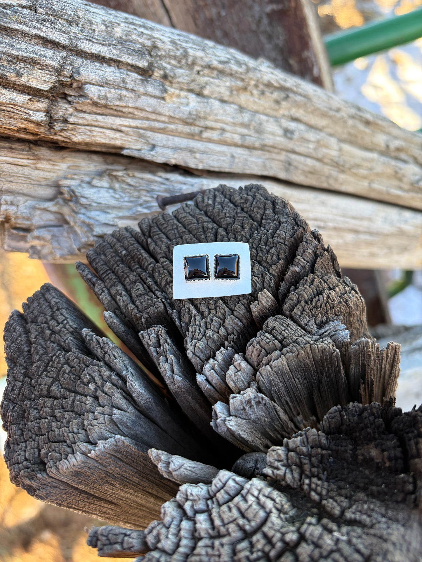 Square Onyx Studs