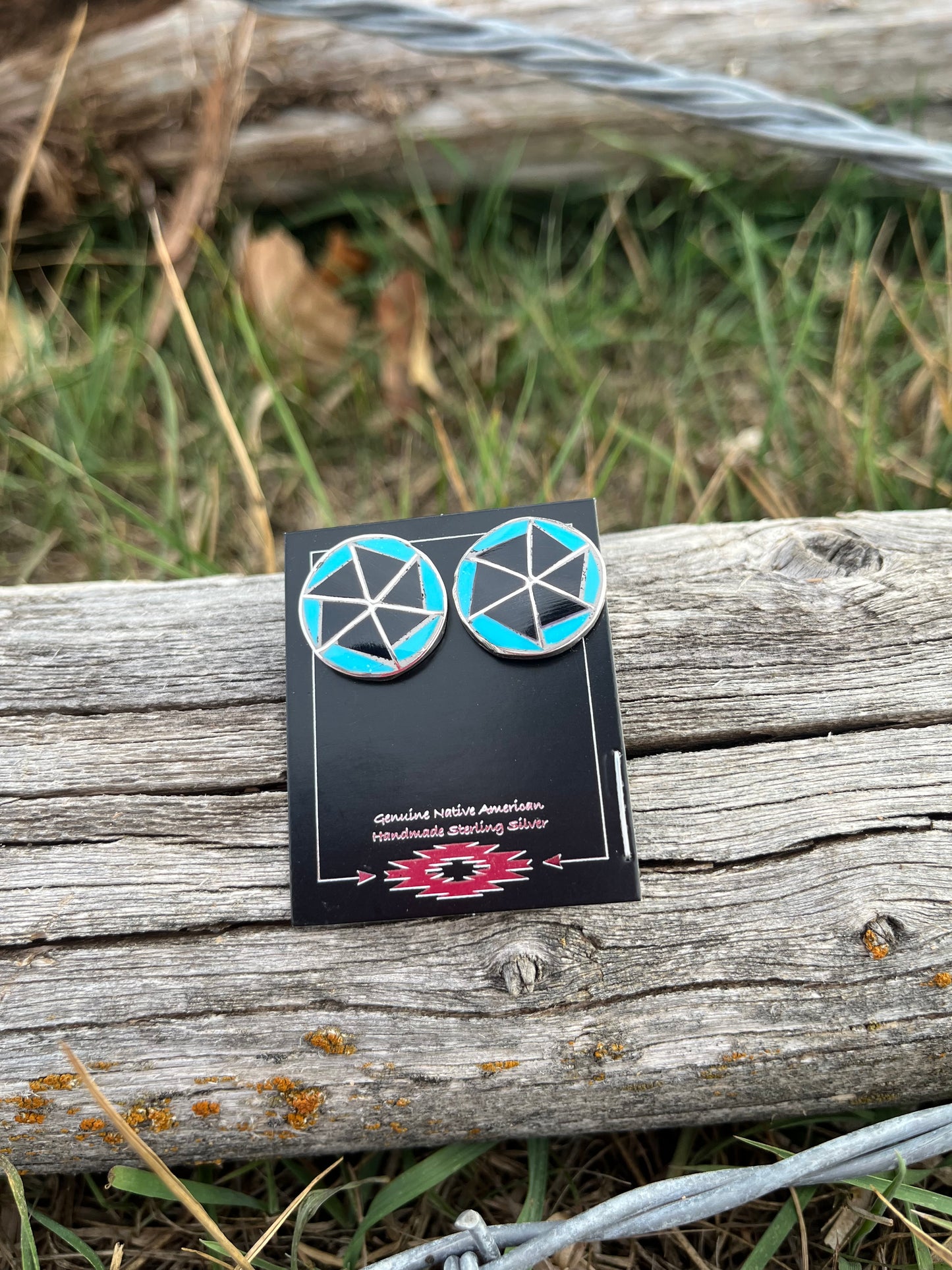 Zuni Made Turquoise and Onyx Earrings