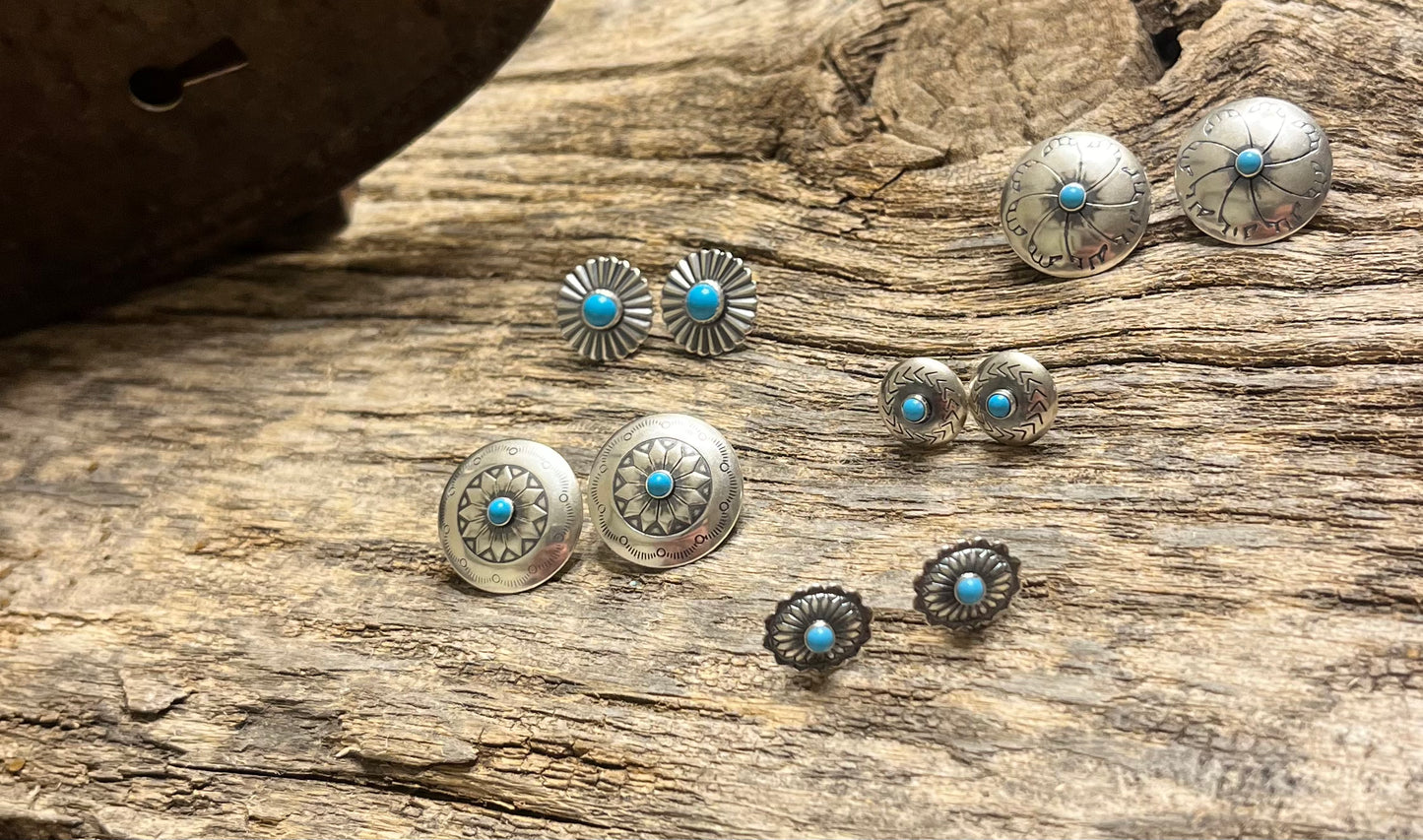 Flower Stamped Concho Earrings