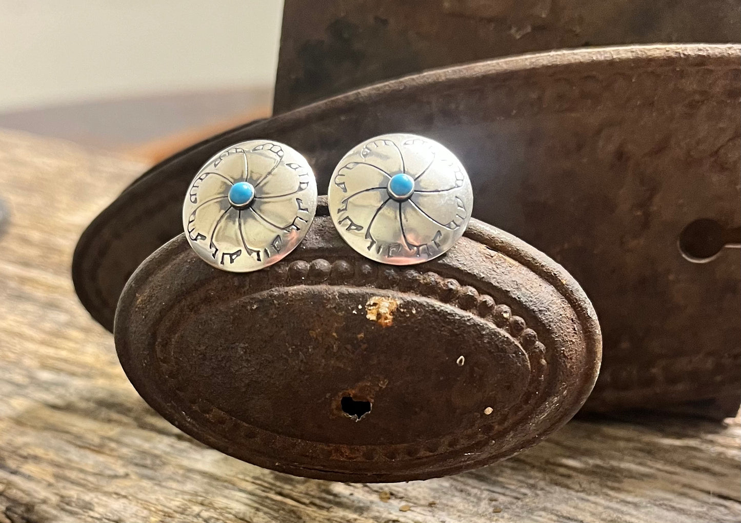 Flower Stamped Concho Earrings