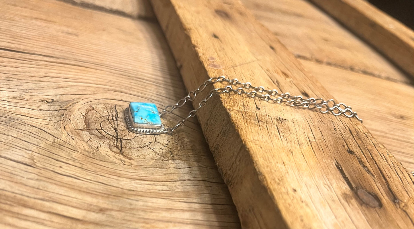 Sky Blue Turquoise Chain Necklace