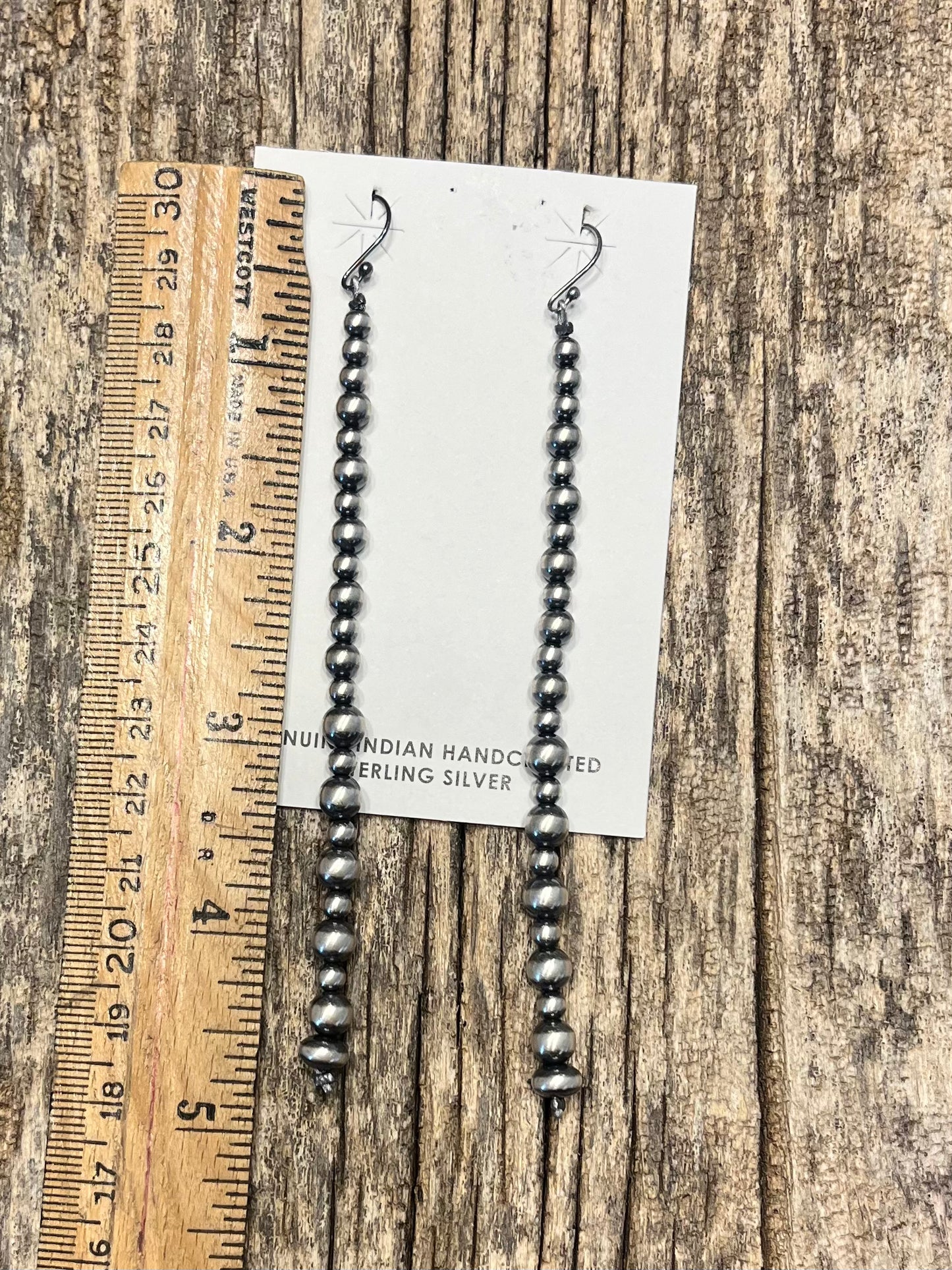 Long Navajo Pearl Drop Earrings