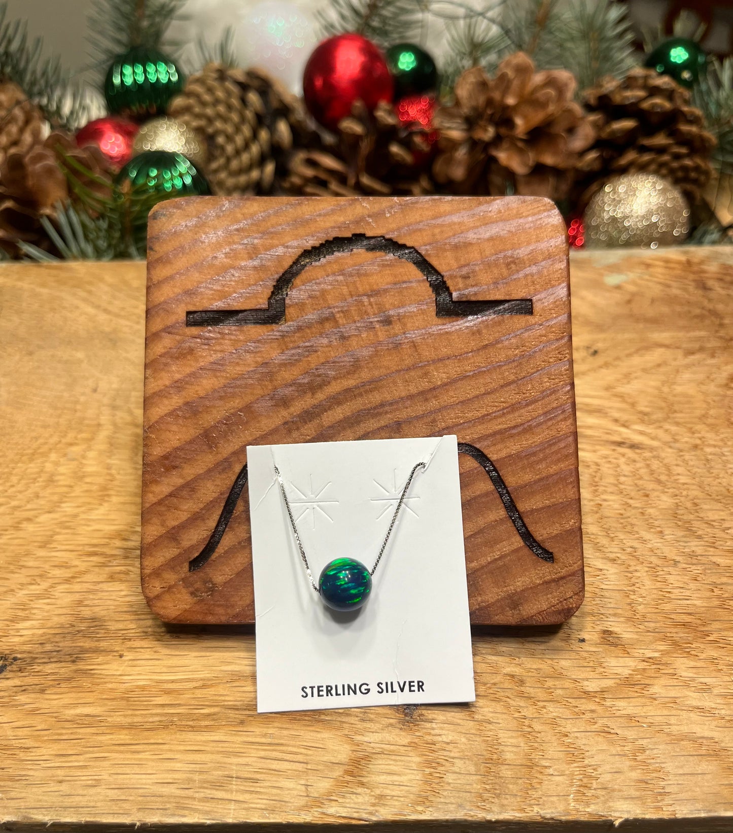 Dark Green/Blue Floating Opal Necklace