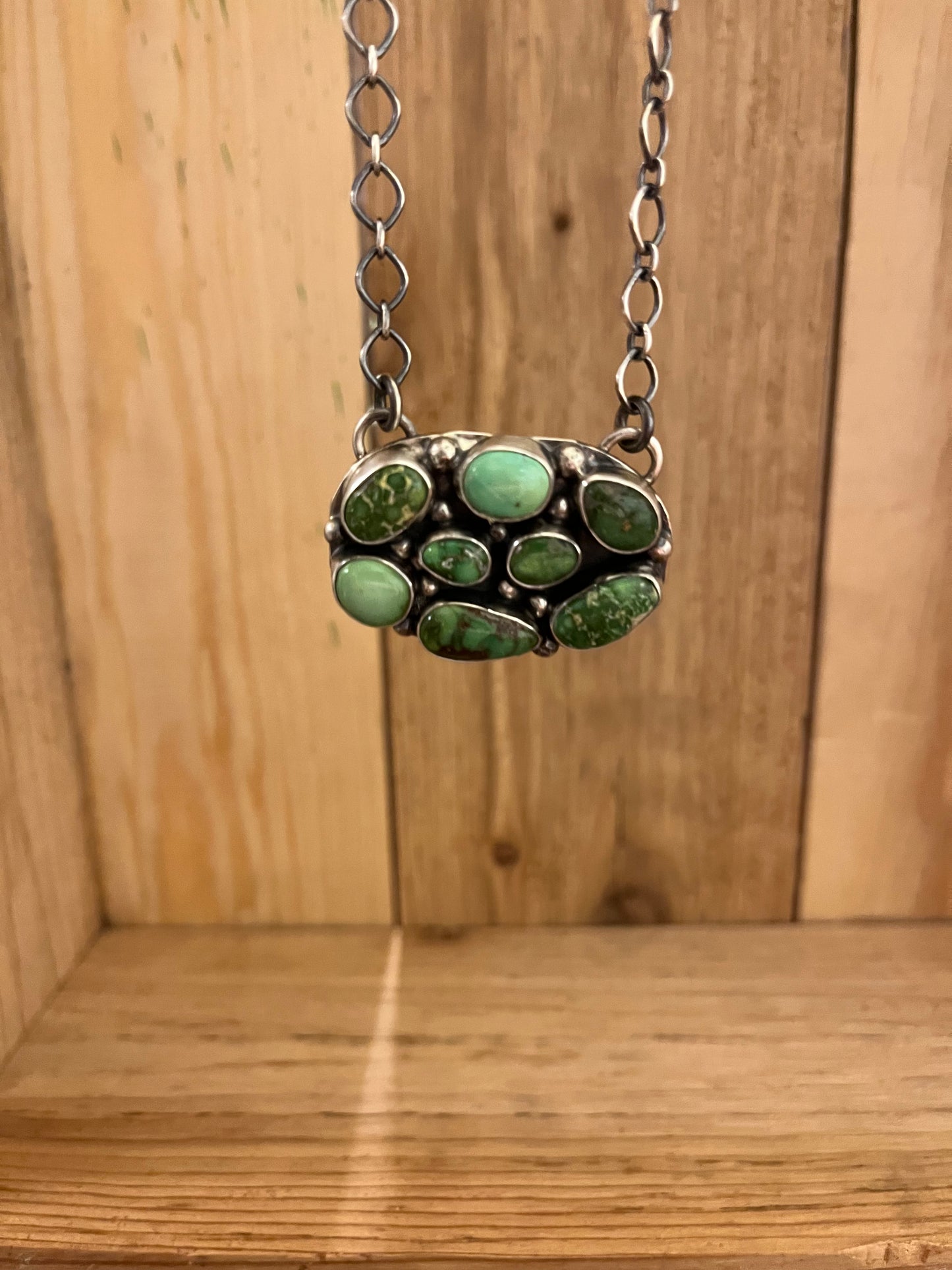8 Stone Cluster Chain Necklace
