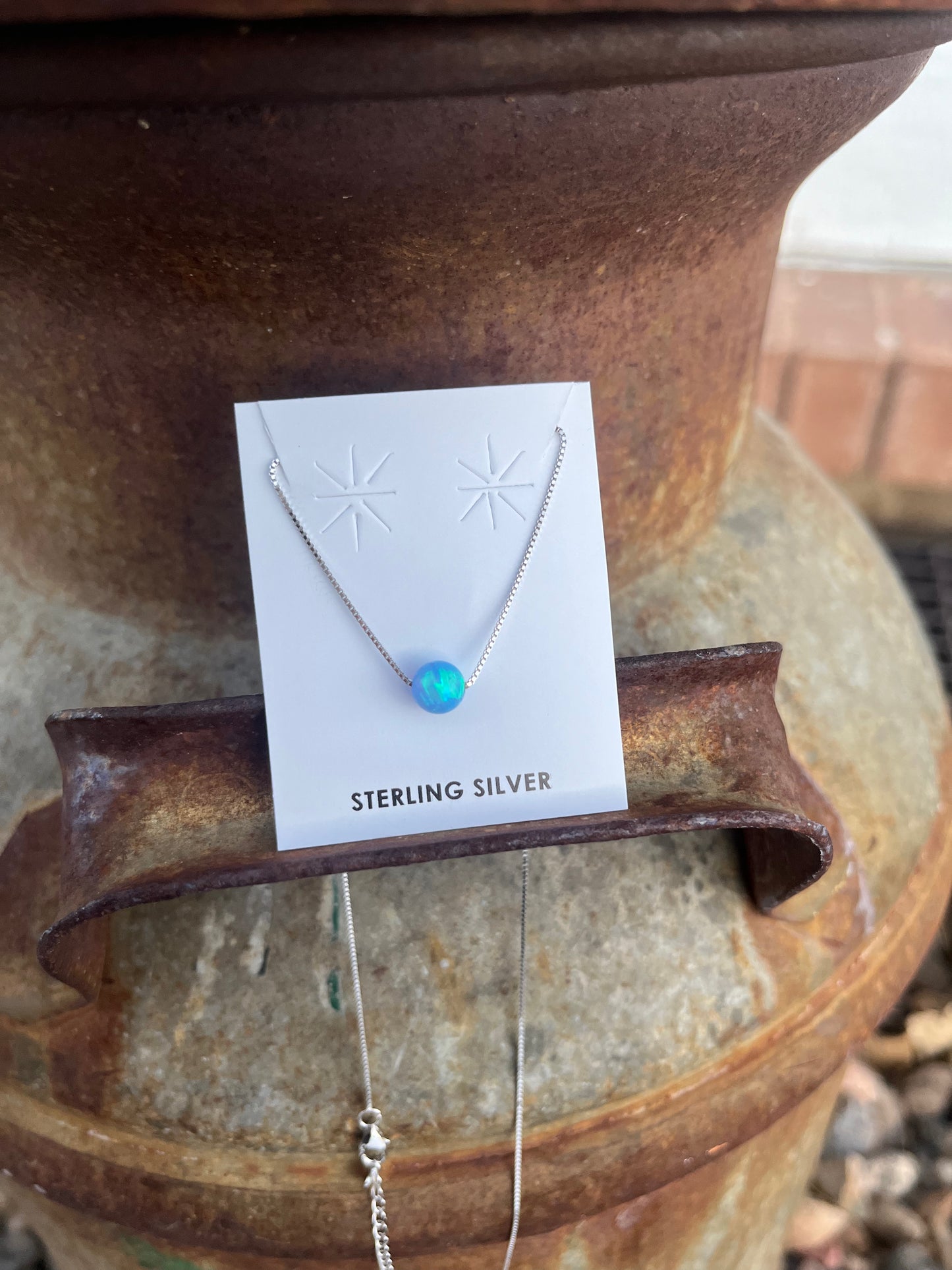 Little Sky Blue Floating Opal Necklace