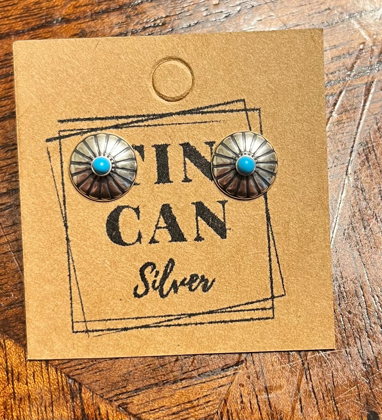 Circle Concho Studs + Tiny Turquoise