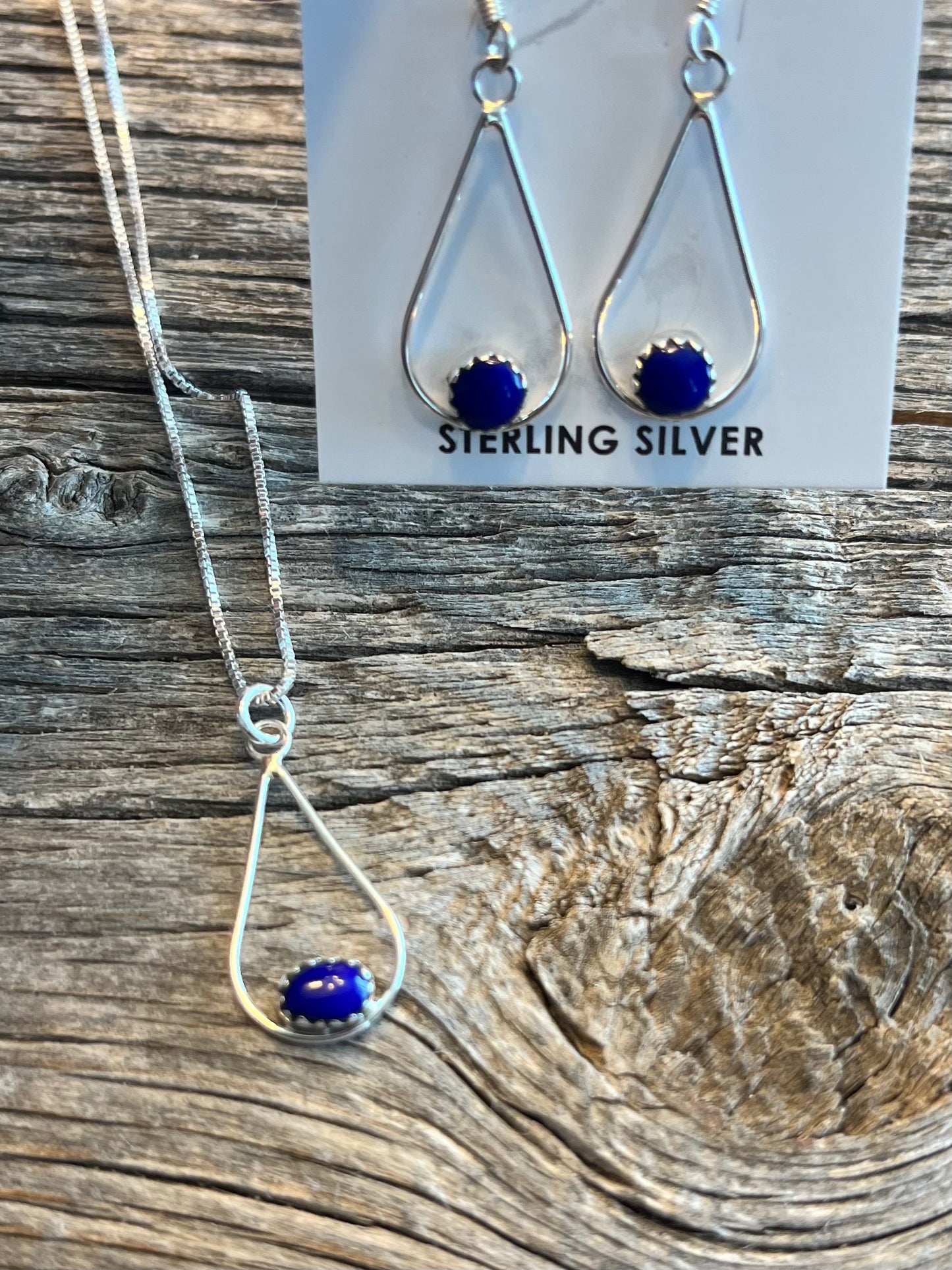 Teardrop Dangle Necklace -Lapis