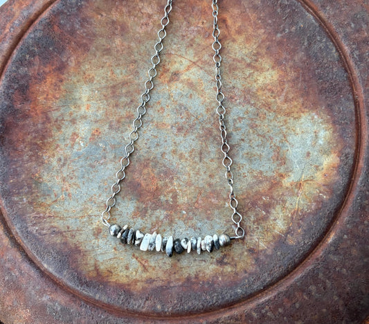 White Buffalo Chip and Pearl Necklace