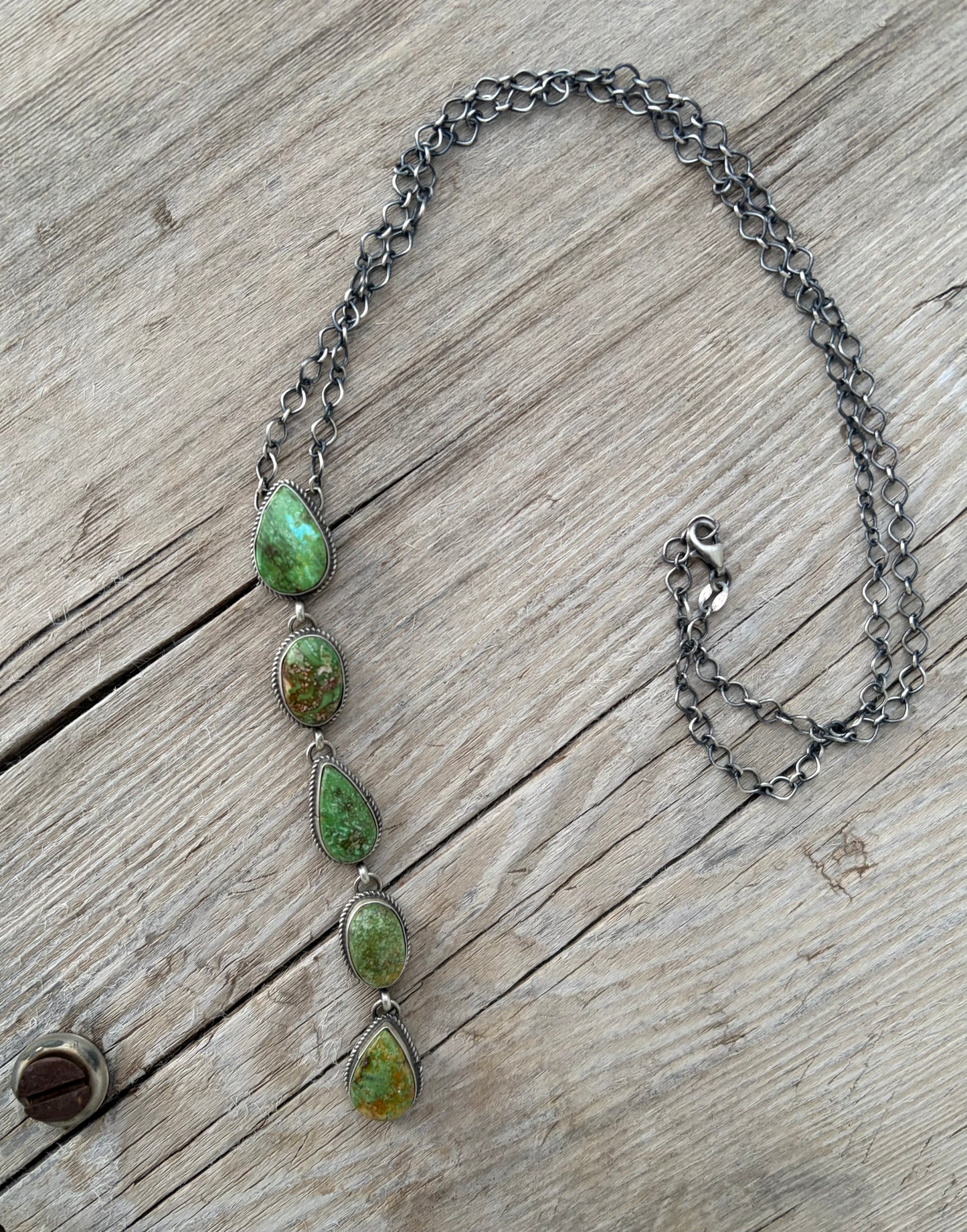 5 Stone Royston Turquoise Lariat Necklace