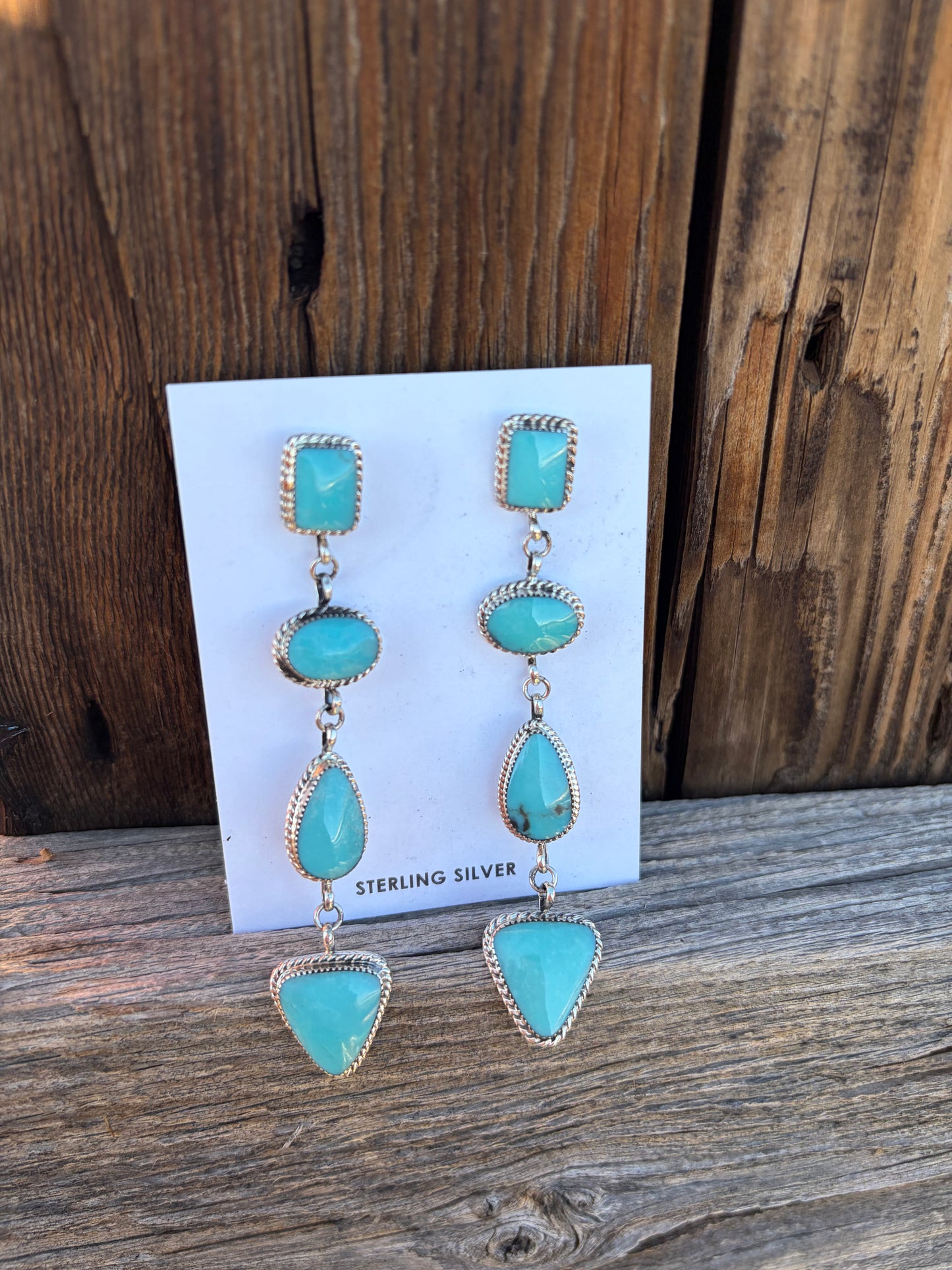 4 Stone Turquoise Drop Earrings