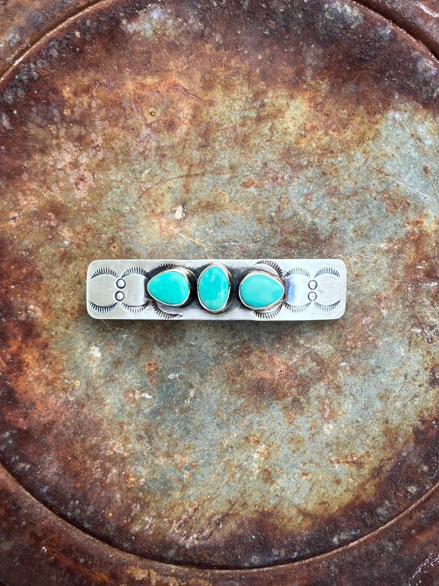3 Stone Stamped Hair Barrette