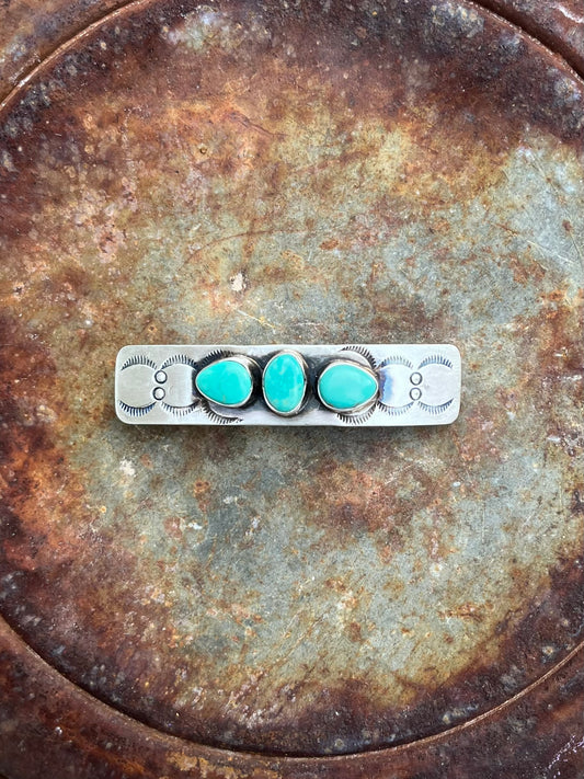 3 Stone Stamped Hair Barrette