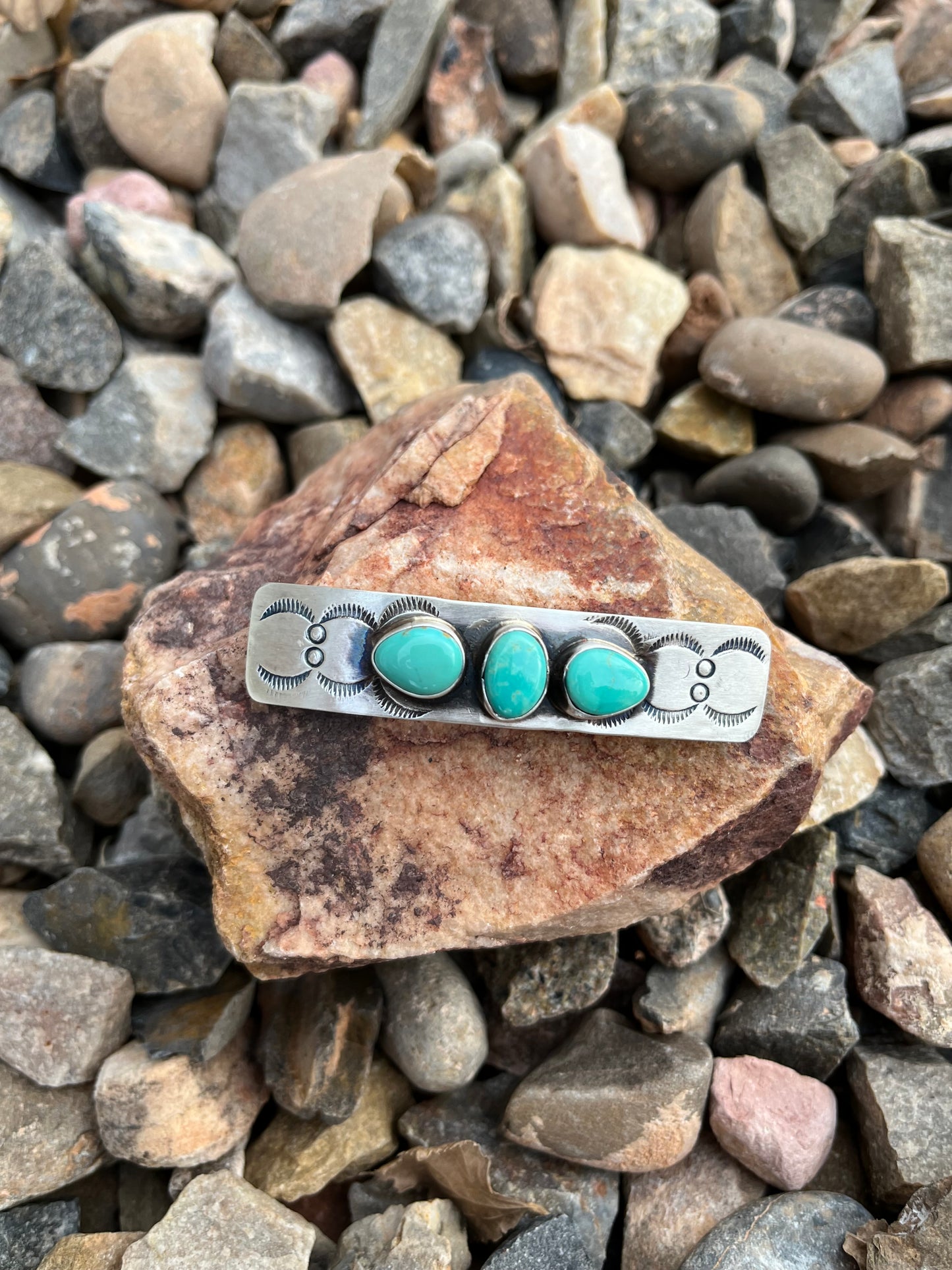3 Stone Stamped Hair Barrette