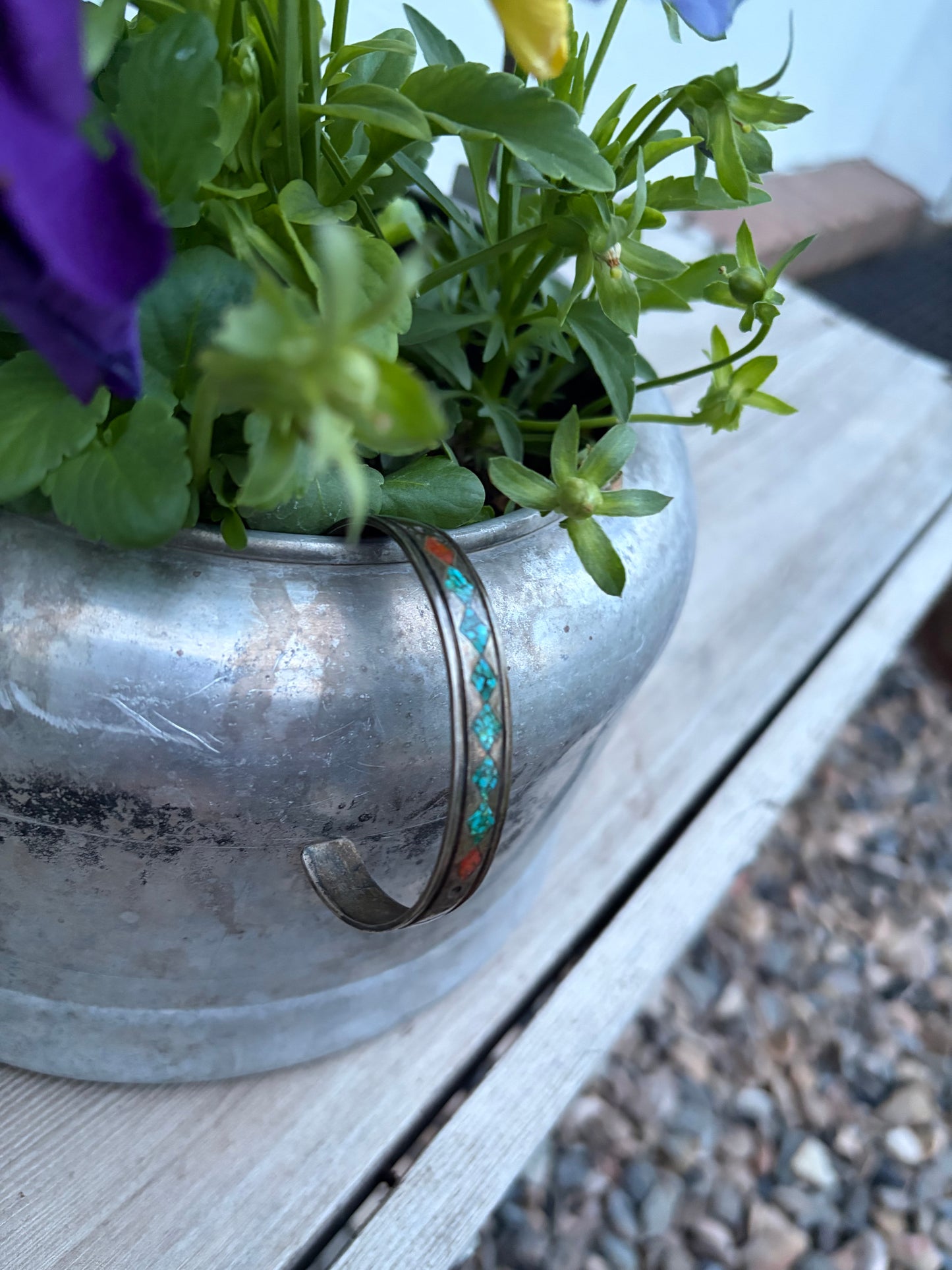 Vintage Chip Inlay Cuff