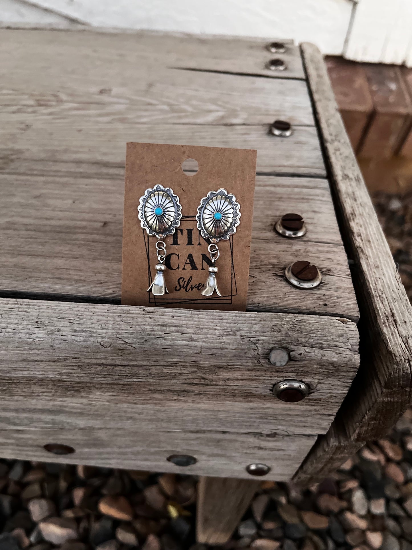 Concho Earrings with Squash Dangles