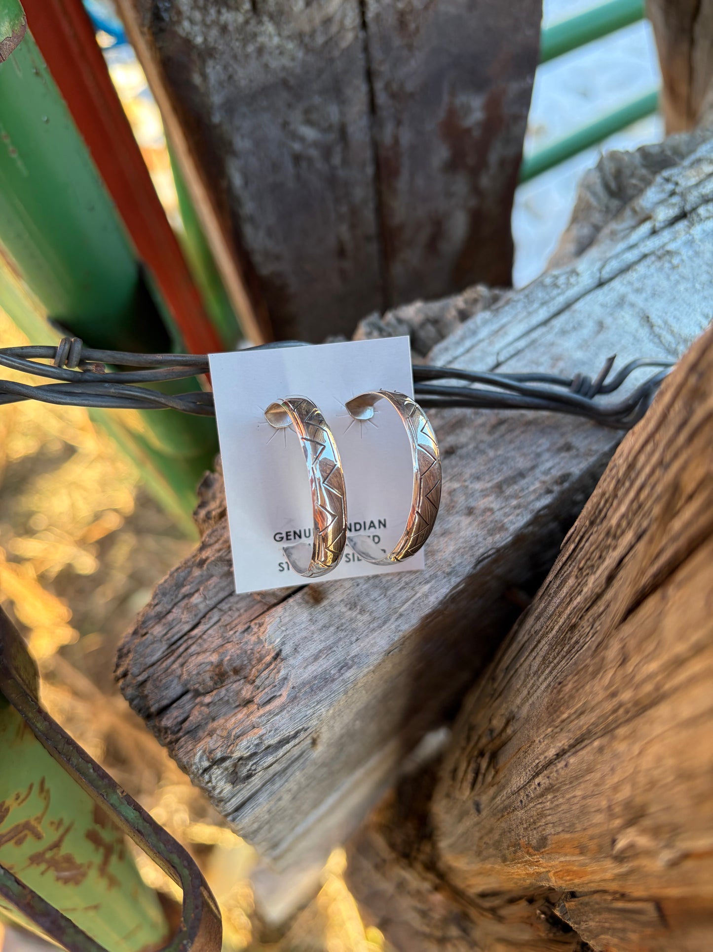 Large Zigzag Stamped Hoop Earrings