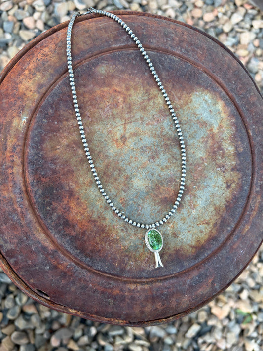 Sonoran Gold Pendant on Pearl Necklace