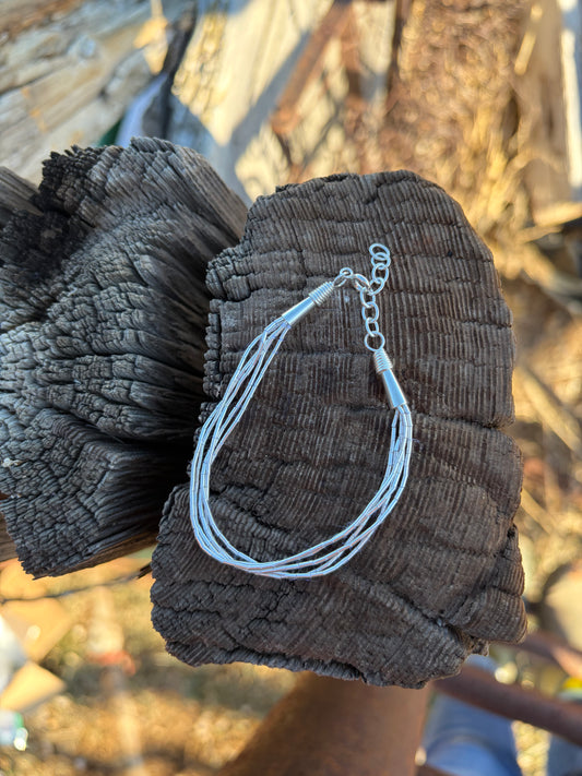 5 Strand Liquid Silver Bracelet
