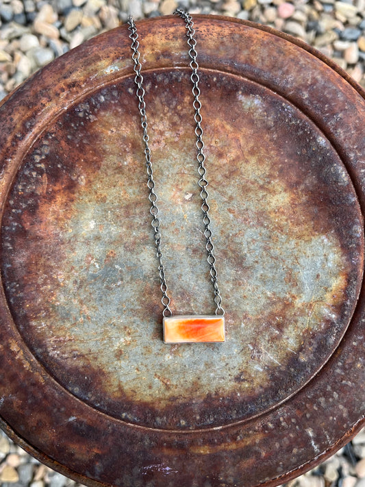 Orange Spiny Bar Chain Necklace