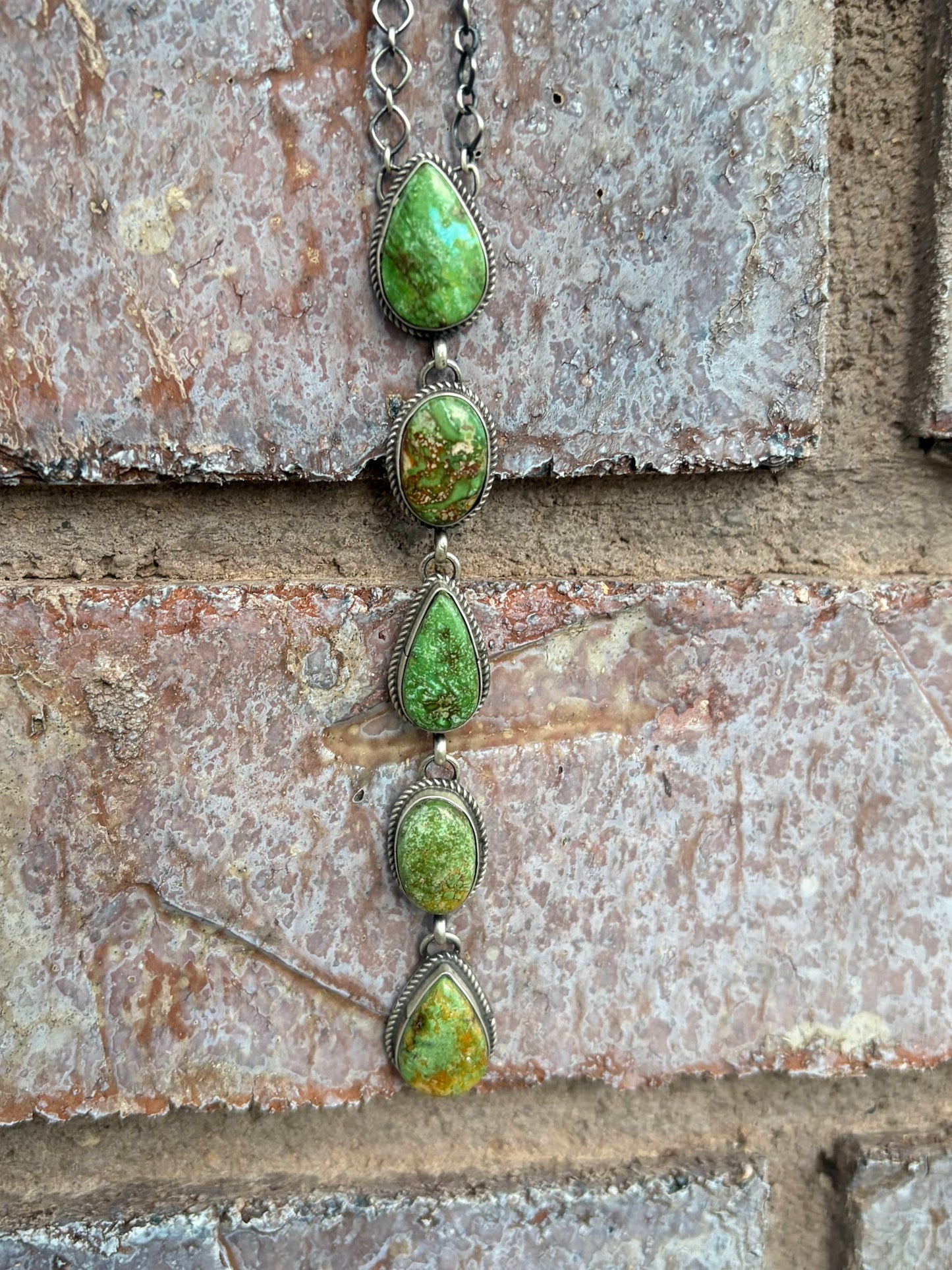 5 Stone Royston Turquoise Lariat Necklace