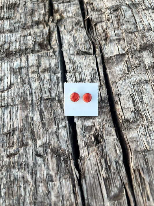 Orange Spiny Stud Earrings