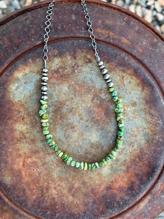 Sonoran Gold Turquoise Chip and Pearl Necklace
