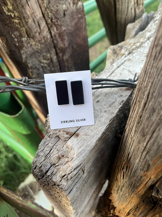 Rectangle Onyx Earrings