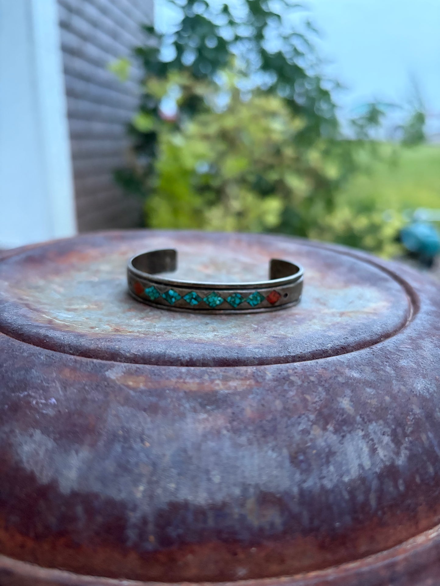 Vintage Chip Inlay Cuff