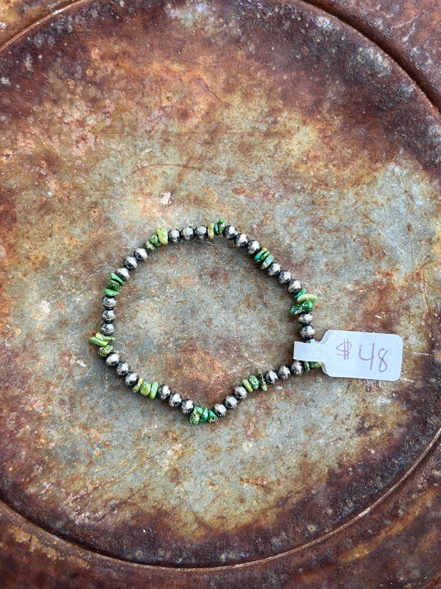 Sonoran Chip and Sterling Pearl Stretch Bracelet￼