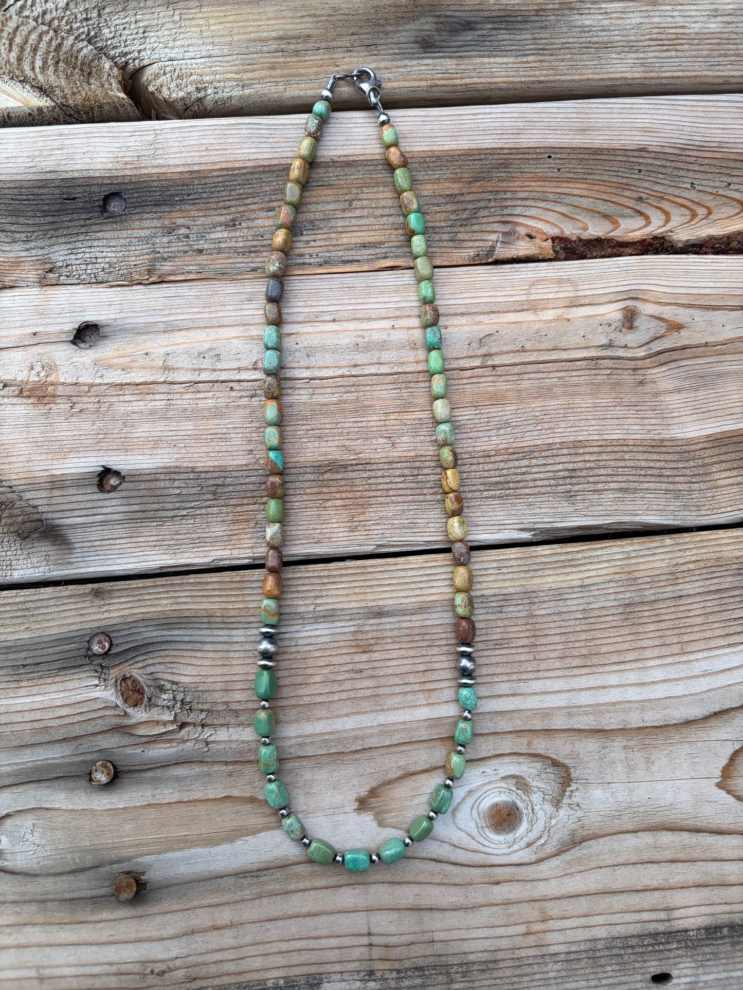 Earthy Turquoise and Pearl Necklace