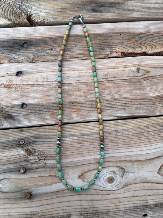 Earthy Turquoise and Pearl Necklace
