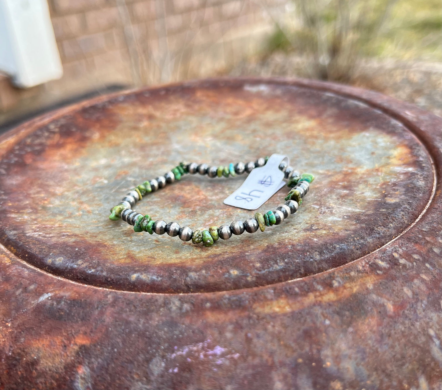 Sonoran Chip and Sterling Pearl Stretch Bracelet￼
