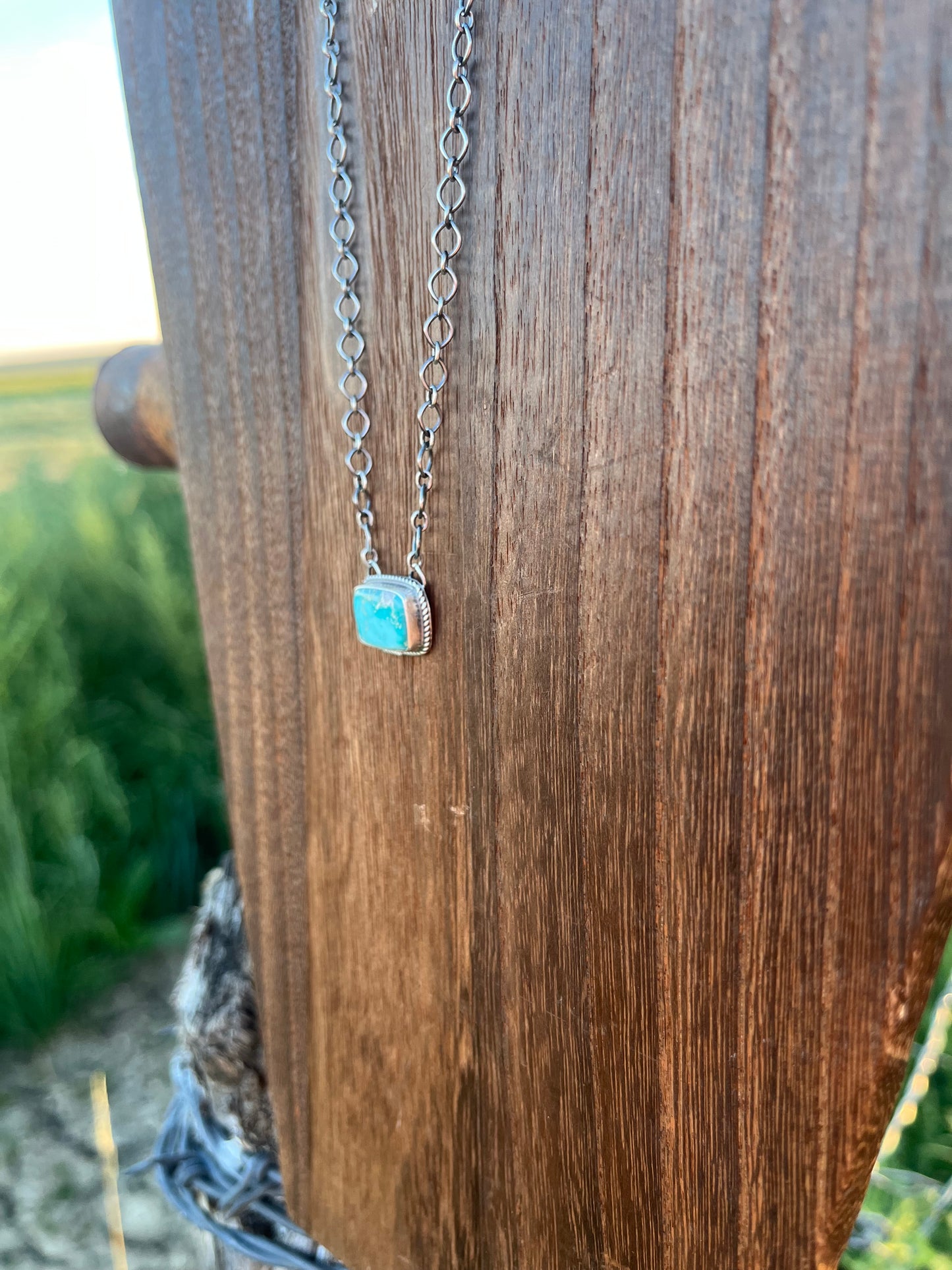 Light Blue Turquoise Chain Necklace