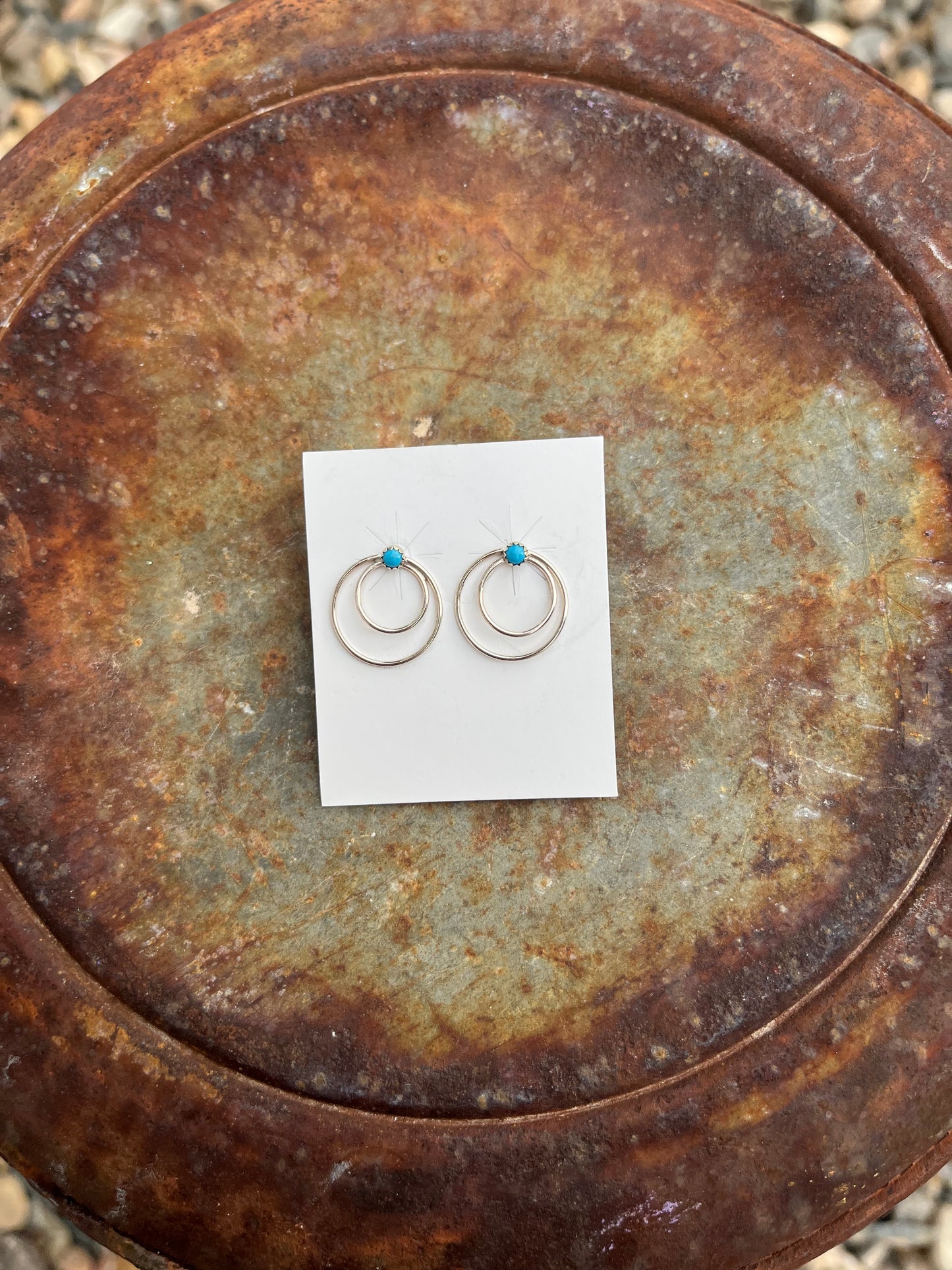 Bigger Round and Round with Tiny Turquoise Studs