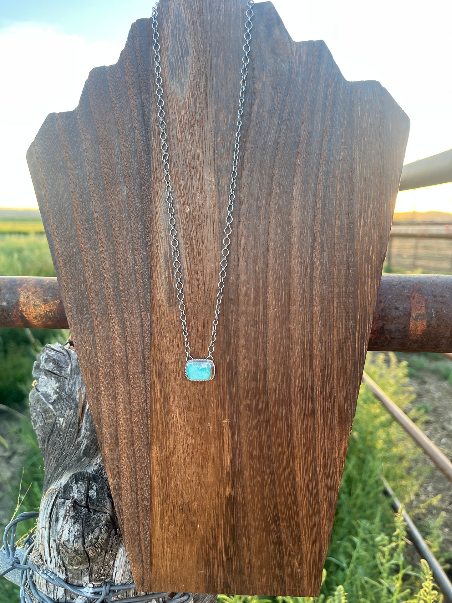 Light Blue Turquoise Chain Necklace